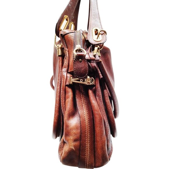 (L3) Authentic Chloe Shoulder Bag Brown Leather Luxury Vintage Designer Handbag - Picture 2 of 9